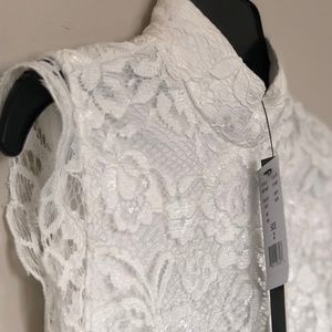 Nicole Miller New York Sleeveless White Lace Dress